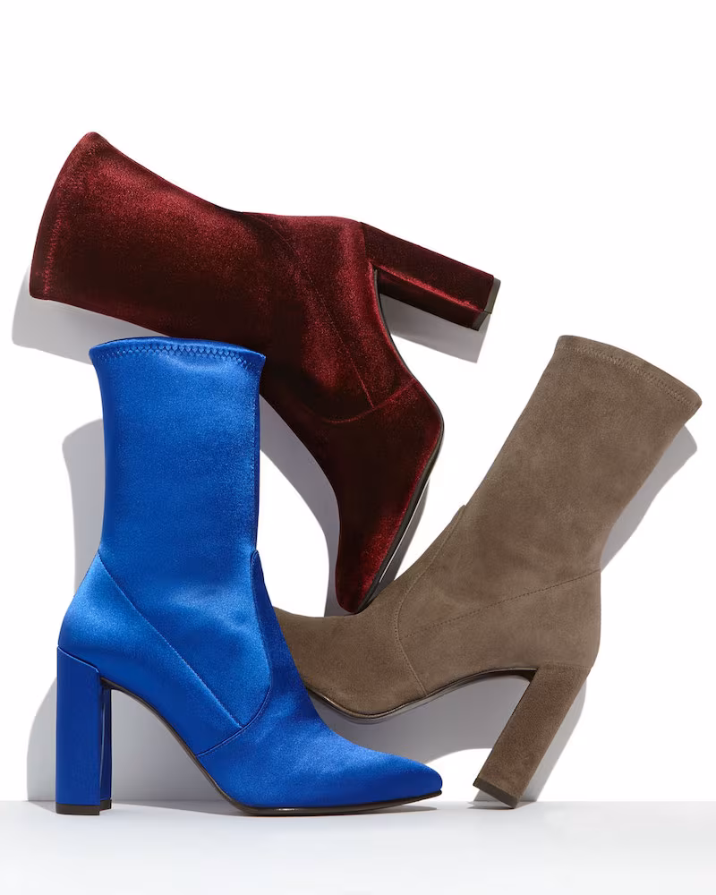 Stuart Weitzman Clinger Stretch-Satin Mid-Calf Boot