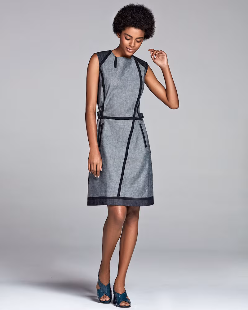 Tomas Maier Sleeveless Taped Denim Dress