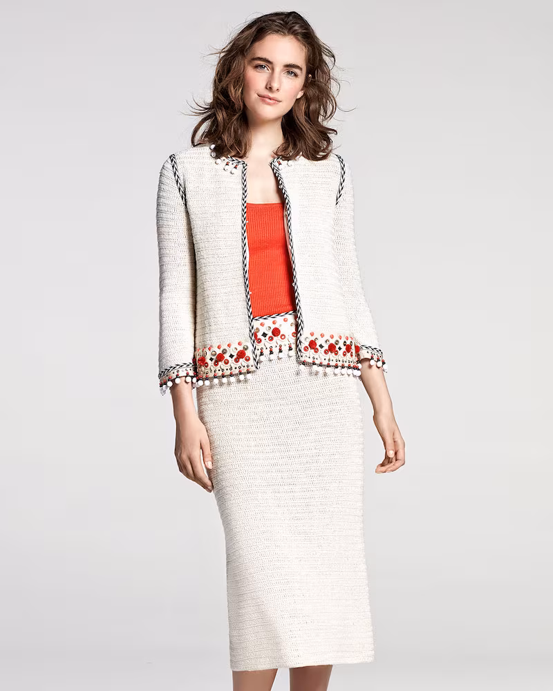 Tory Burch Pompom-Embellished Linen Jacket