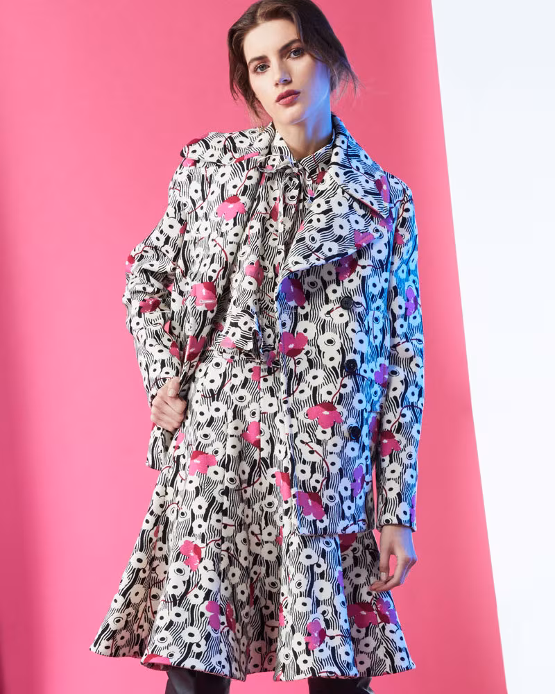 Valentino Double-Breasted Floral Wave Jacket