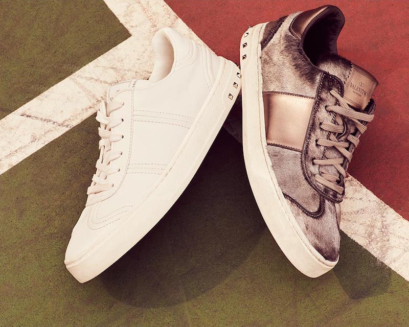 Valentino Fly Crew Calf Hair & Leather Sneakers