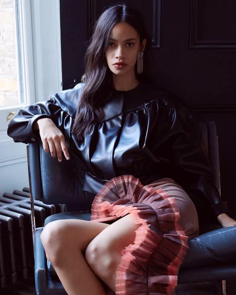 A.W.A.K.E Black Faux Leather Cropped Jacket