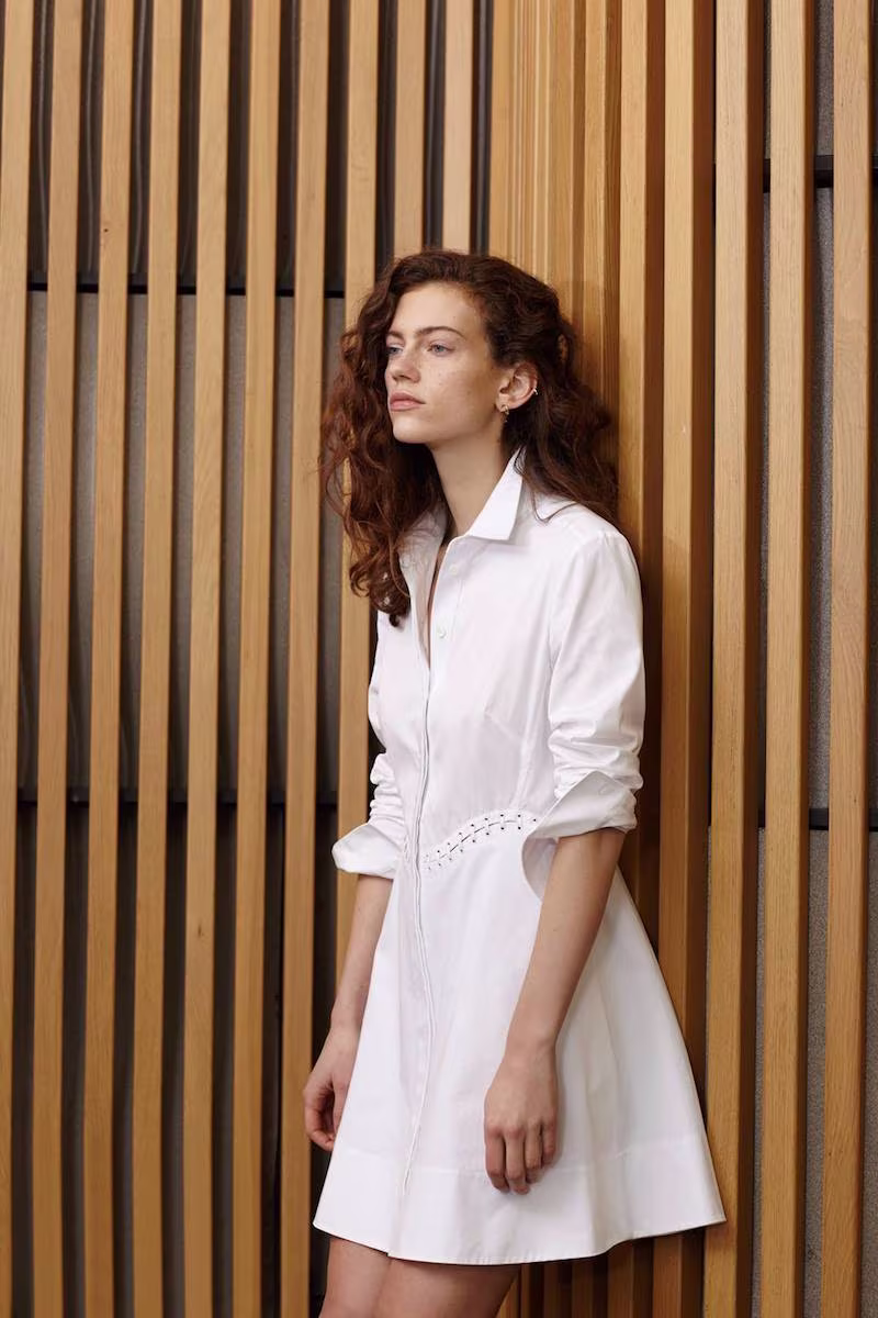 Alexander Wang White Cotton Laced Shirt Dress