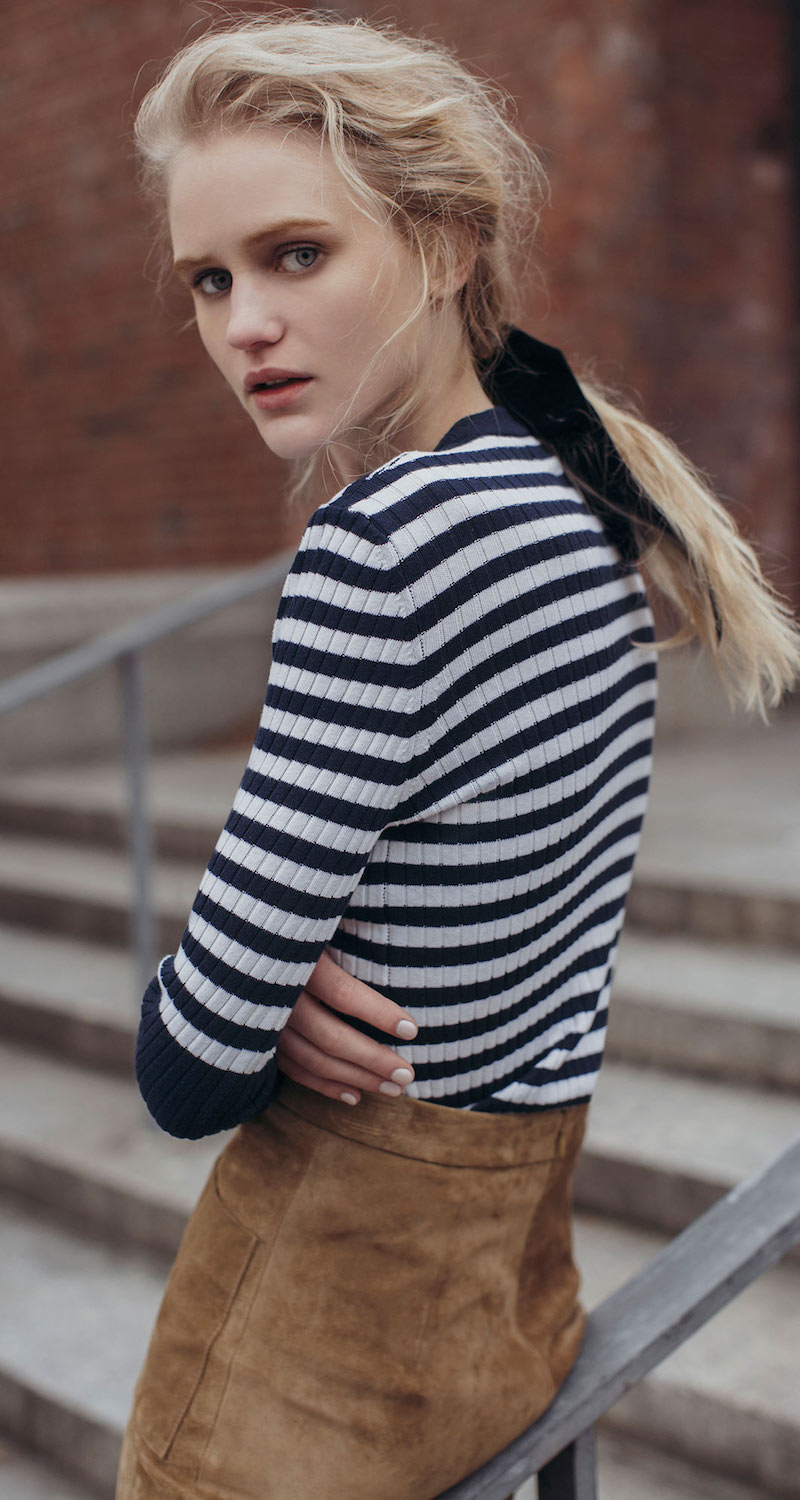 Courrèges Striped Cotton And Cashmere-Blend Sweater