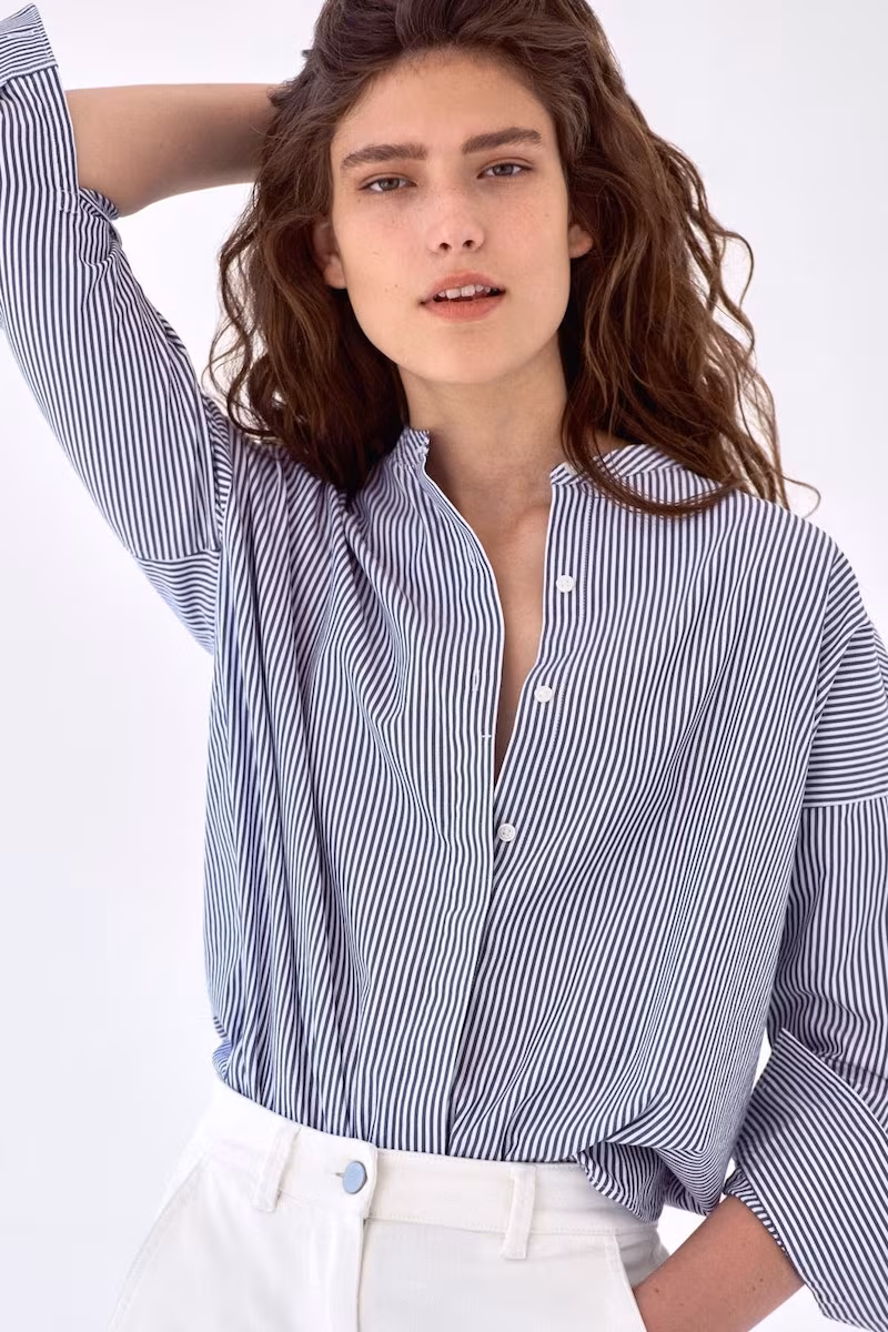 Everlane The Light Oxford Collarless Square Shirt