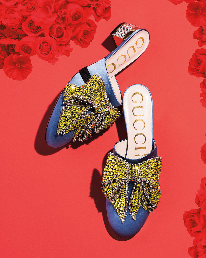 Gucci Bow-Embellished Low-Heel Mule