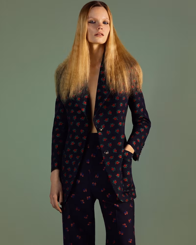 Gucci Rose Fil Coupé Wool-Blend Jacket