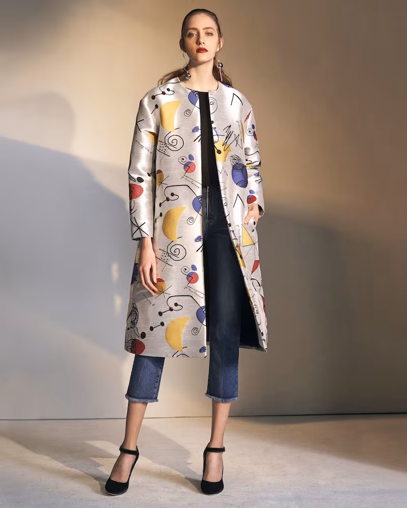 Lisa Perry Jacquard Shantung Duster Coat