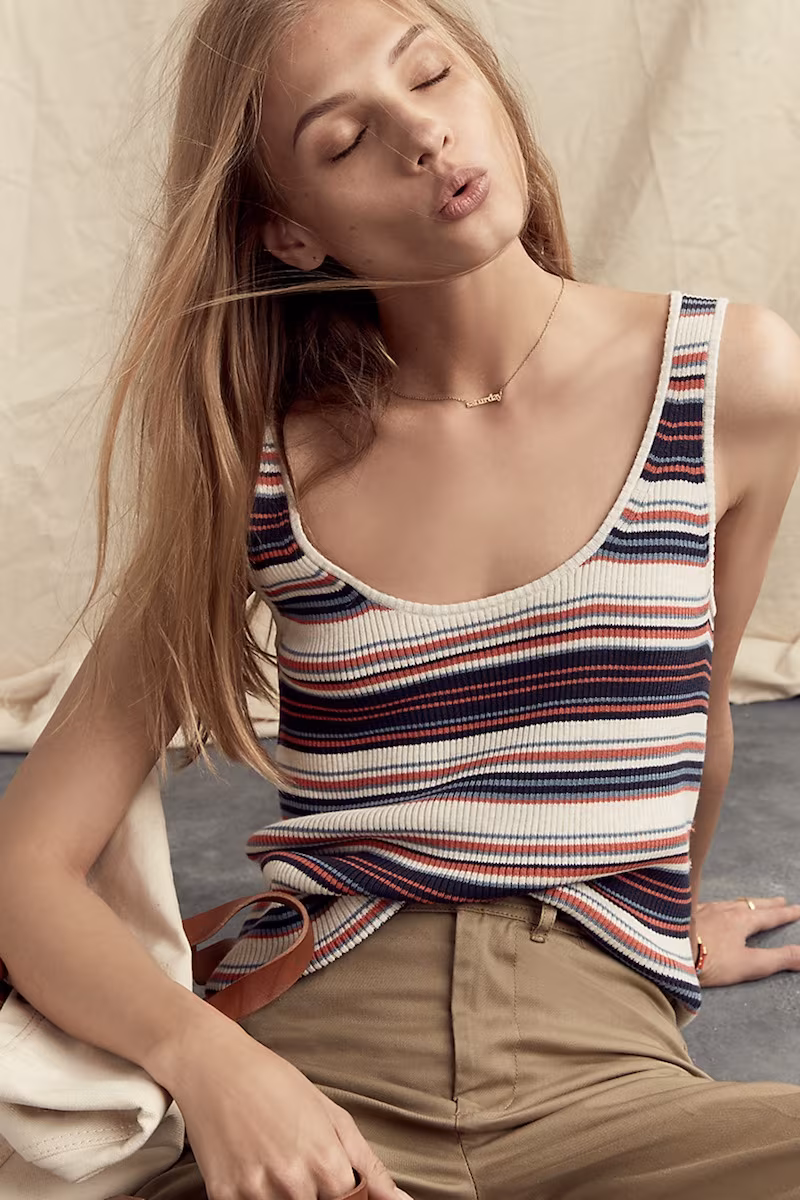 Madewell Ribbed Sweater-Tank In Stripe