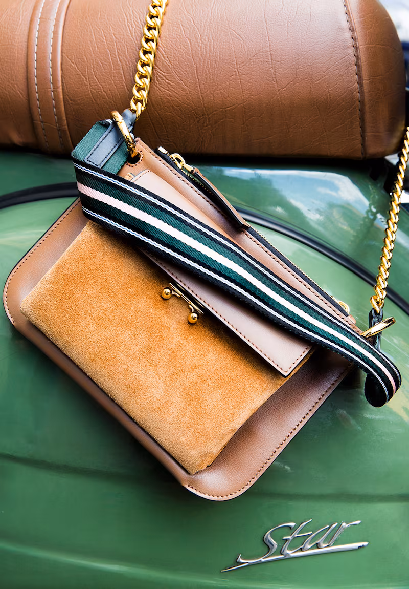 Marni Bicolor Pocket Suede Shoulder Bag