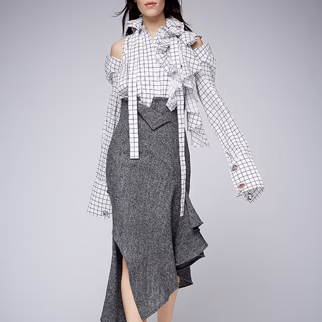Monse Plaid Ruffle Blouse