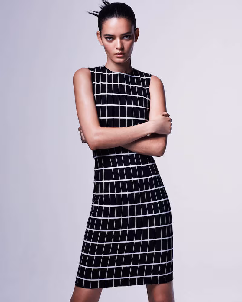 Narciso Rodriguez Checked Stretch-Cotton Sheath Dress