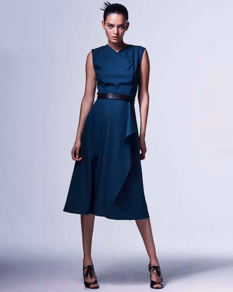 Narciso Rodriguez Wool Draped Belted Dress