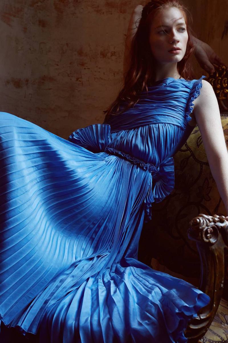 ROCHAS Bright Blue Textural Sleeveless Dress