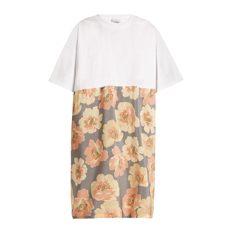 Raey Cotton and Giant Floral-Print Silk T-Shirt Dress