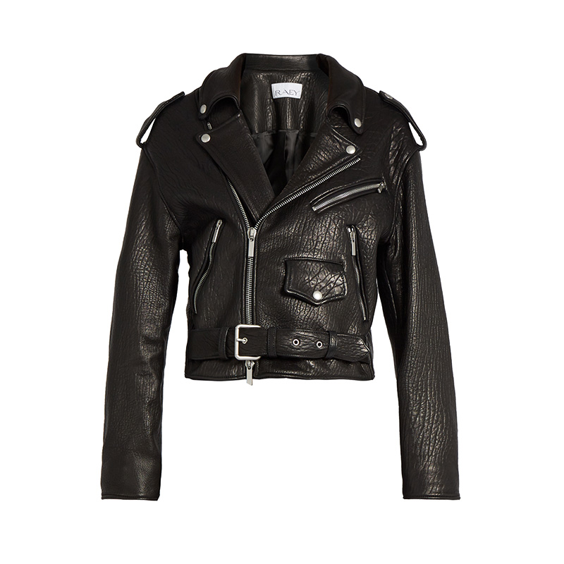 Raey Shrunken Tumbled-Leather Biker Jacket