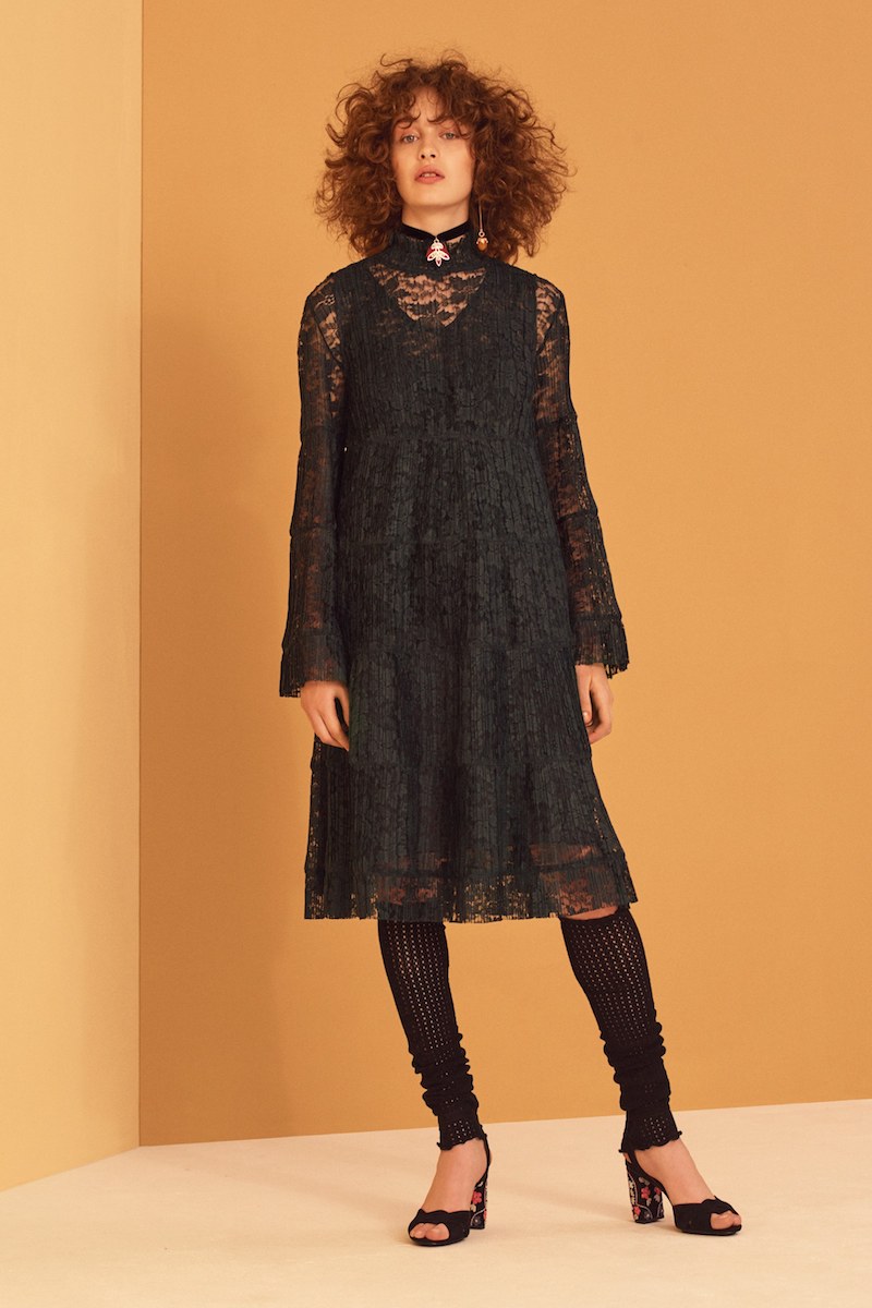 See by Chloé Stand-Collar Lace Dress
