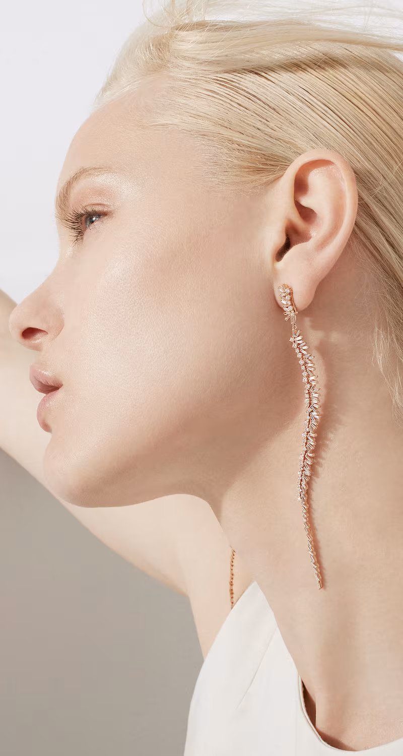 Suzanne Kalan Long Stick Diamond Earrings