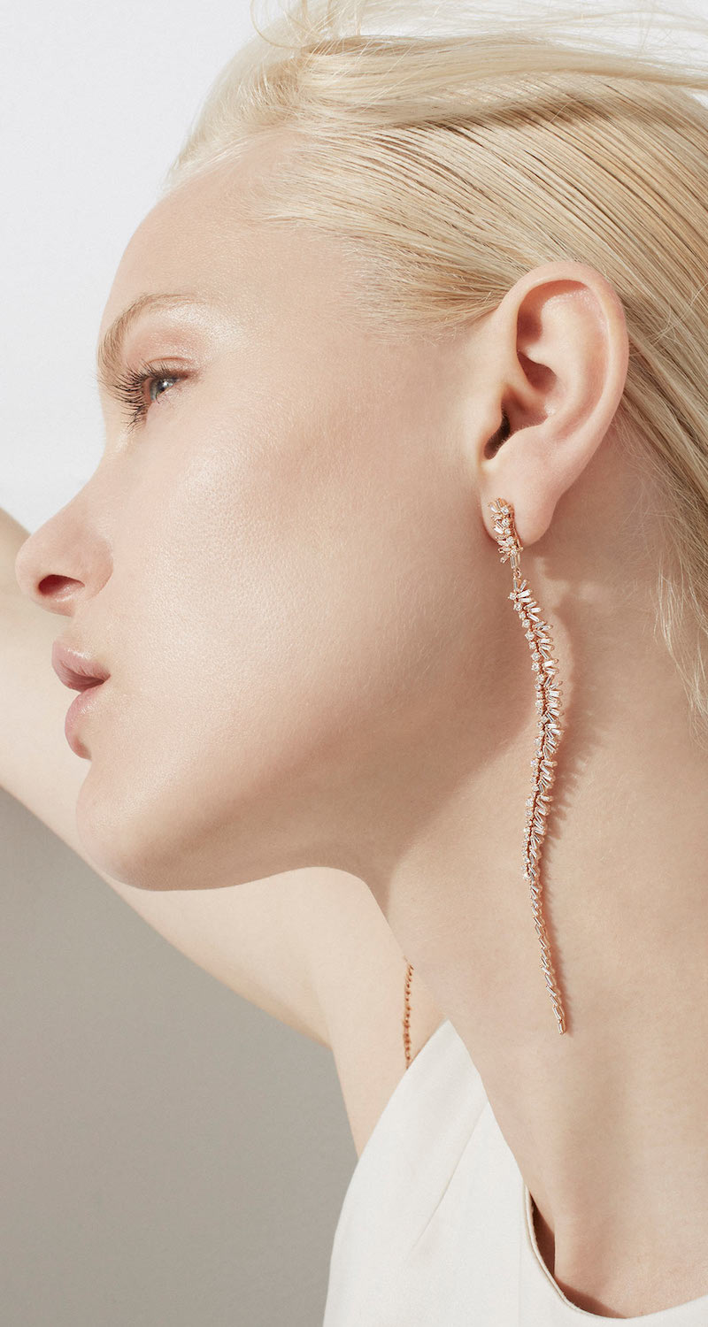 Suzanne Kalan Long Stick Diamond Earrings