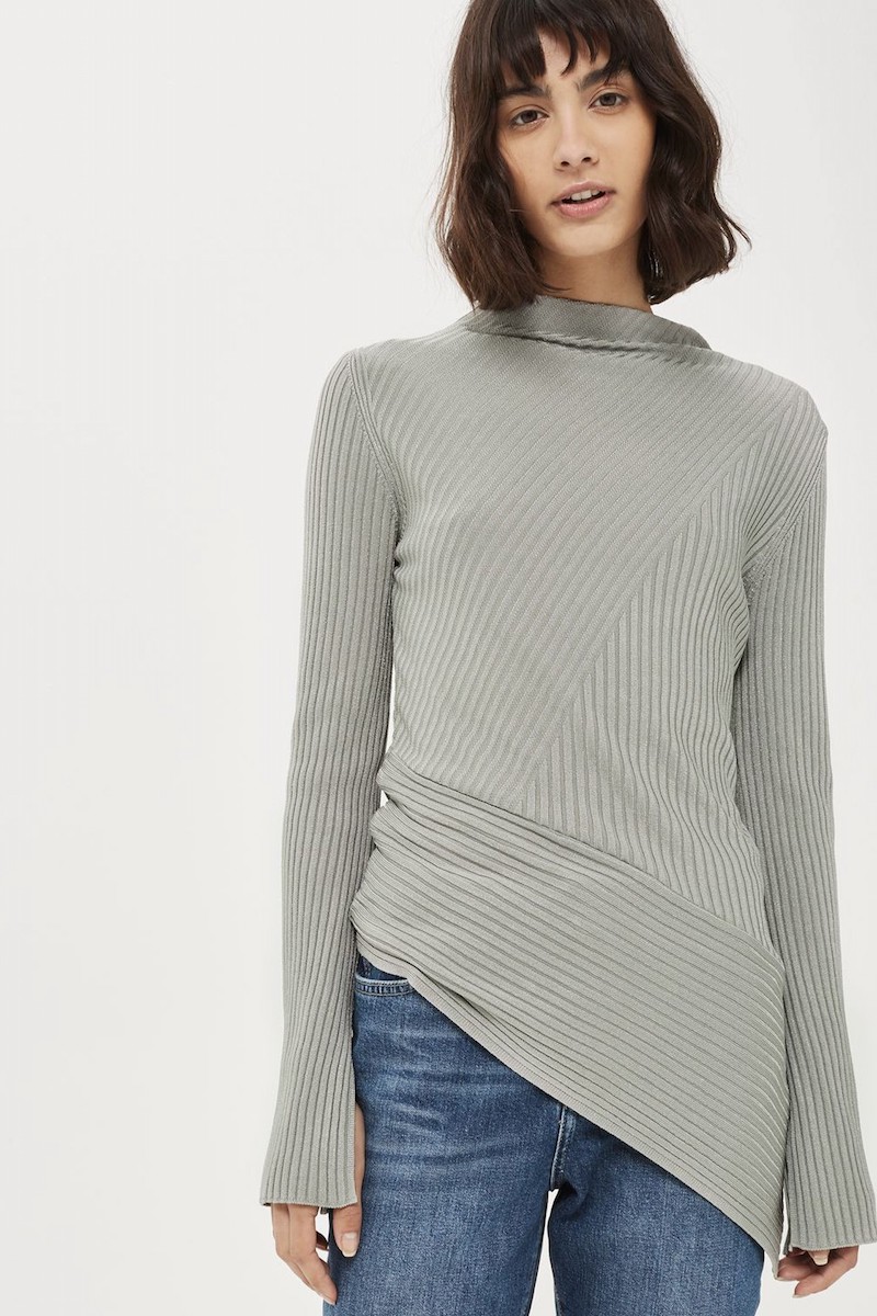 Topshop Asymmetrical Ribbed Sweater