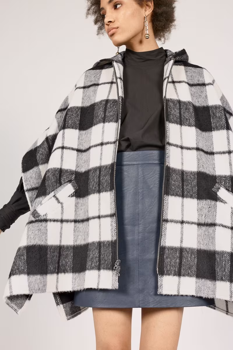Treasure & Bond Hooded Plaid Cape