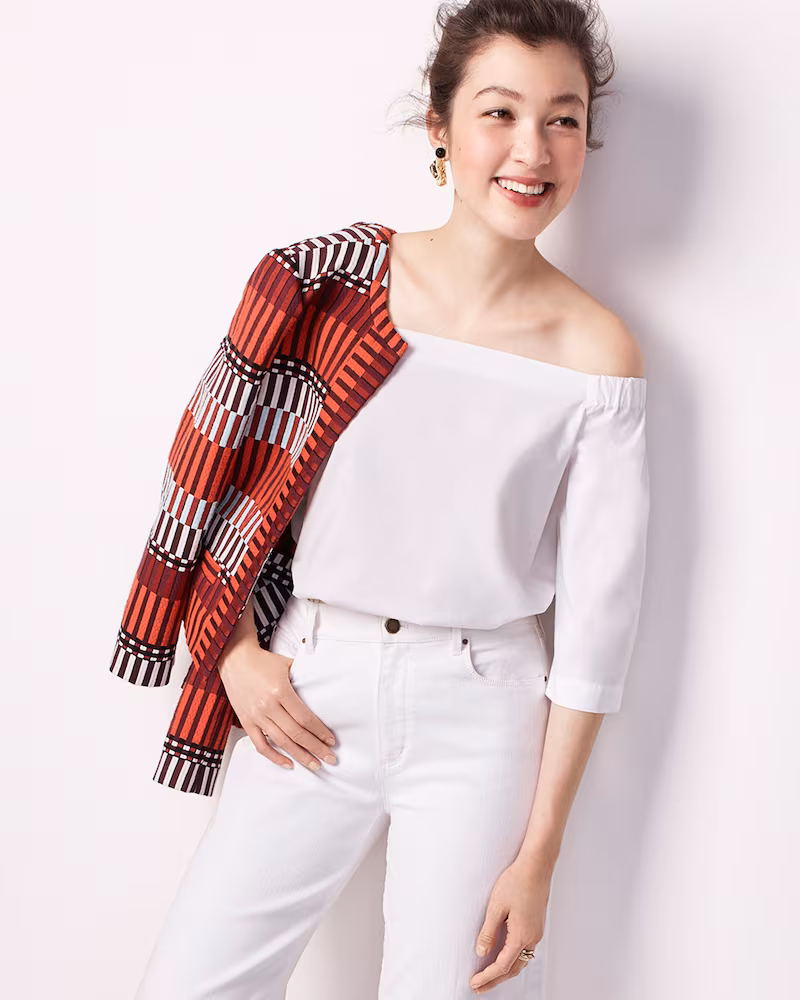 Ann Taylor Off The Shoulder Poplin Top