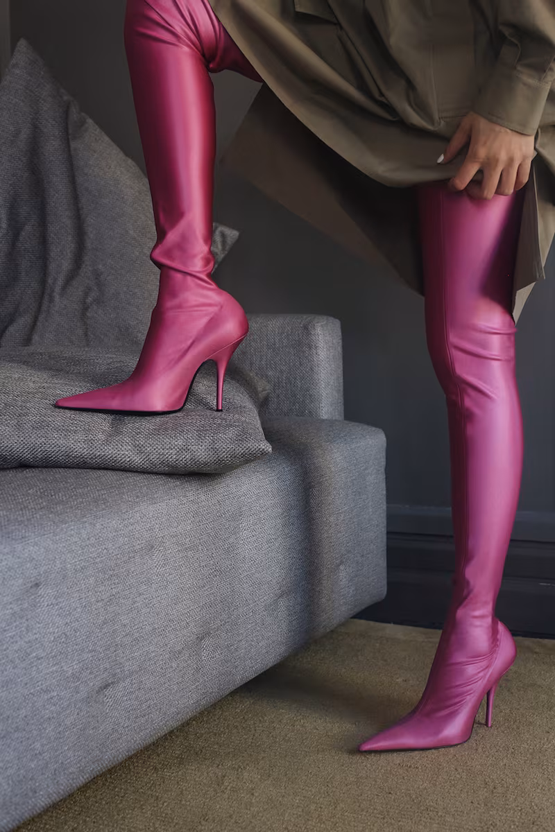 Balenciaga Knife Point-Toe Over-The-Knee Boots