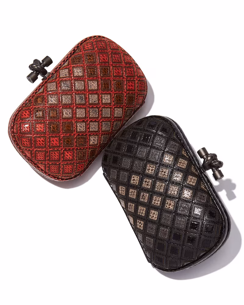Bottega Veneta Small Knot Snakeskin Box Clutch Bag