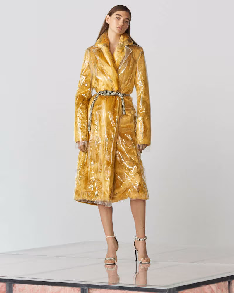 CALVIN KLEIN 205W39NYC Plastic-Layered Faux-Fur Coat