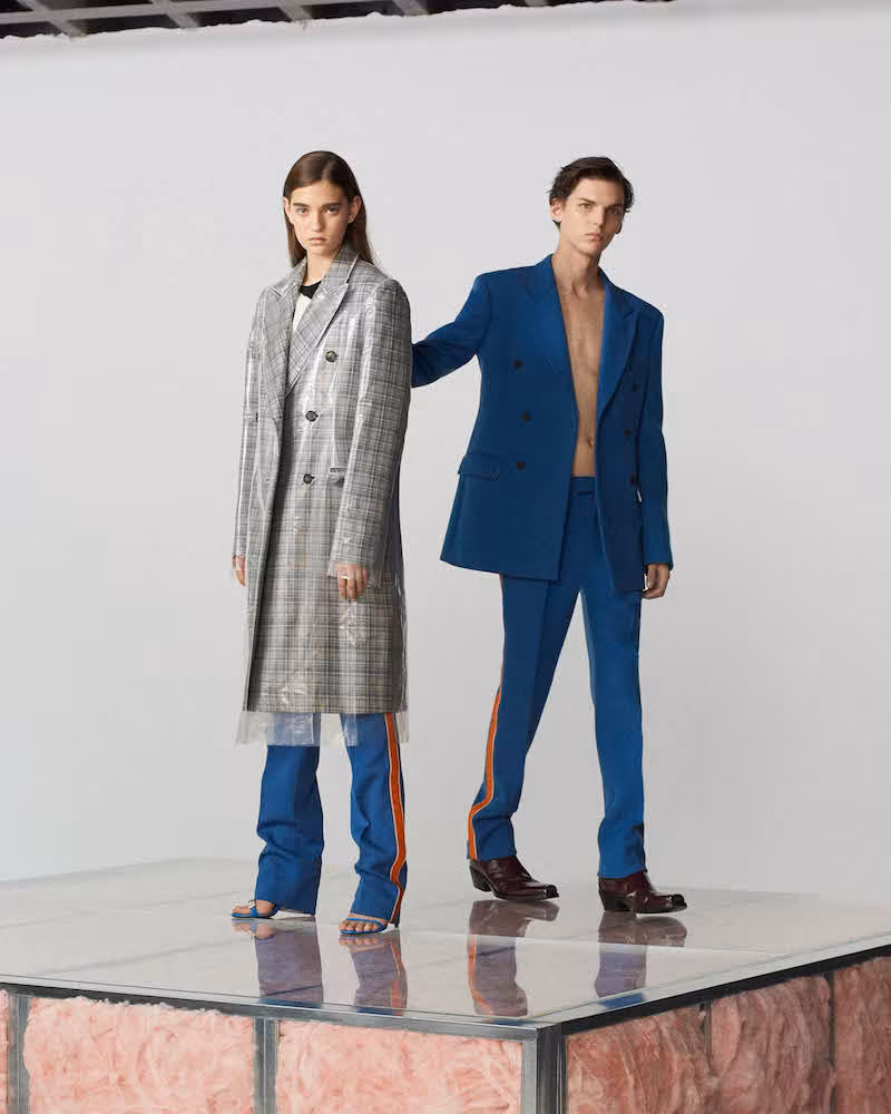CALVIN KLEIN 205W39NYC Plastic-Layered Wool Double-Breasted Coat