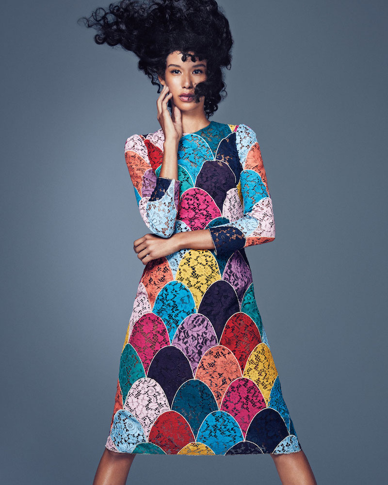Dolce & Gabbana Long-Sleeve Patchwork Corded Lace Dress