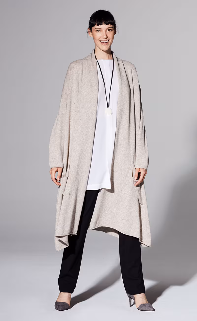 Eskandar Cashmere Scrunch-Collar Cardigan