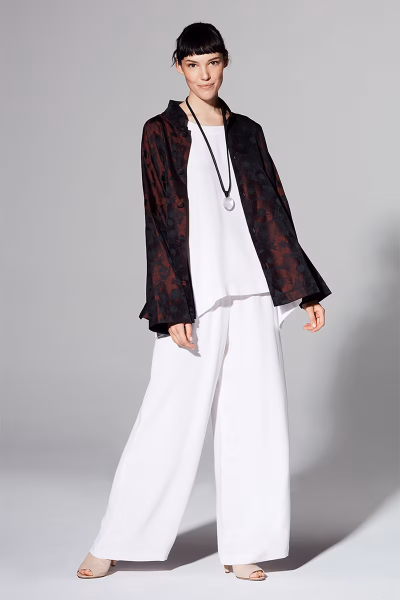 Eskandar Floral Mandarin-Collar Jacket