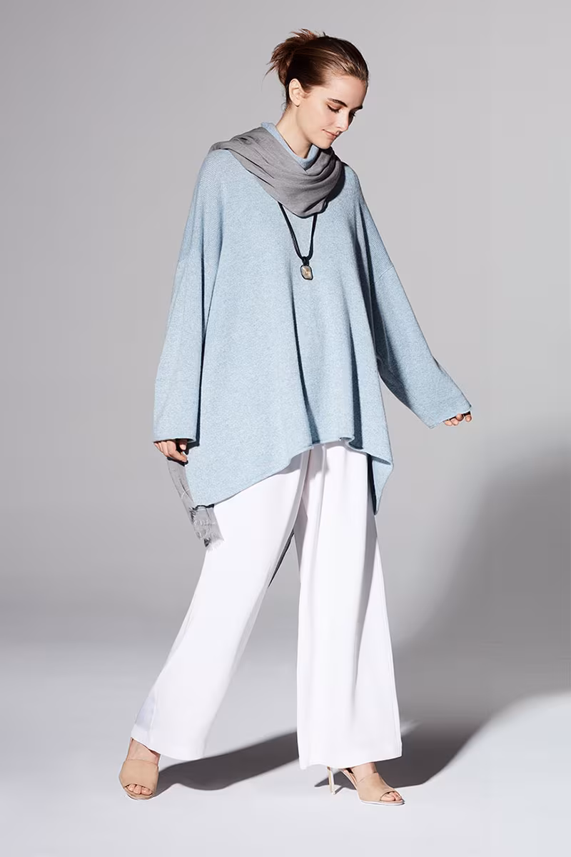 Eskandar Lightweight Melange Cashmere/Silk A-Line Monks Top