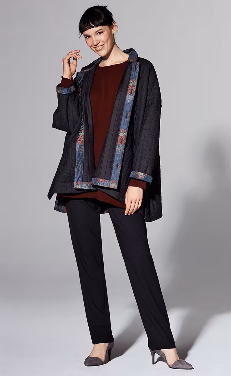 Eskandar Wide Coat With Chinese Collar