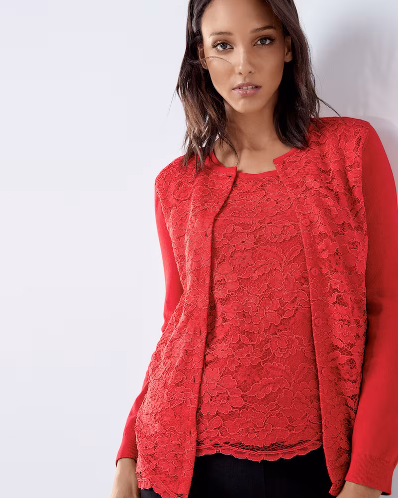 Joan Vass Lace-Inset Sleeveless Shell