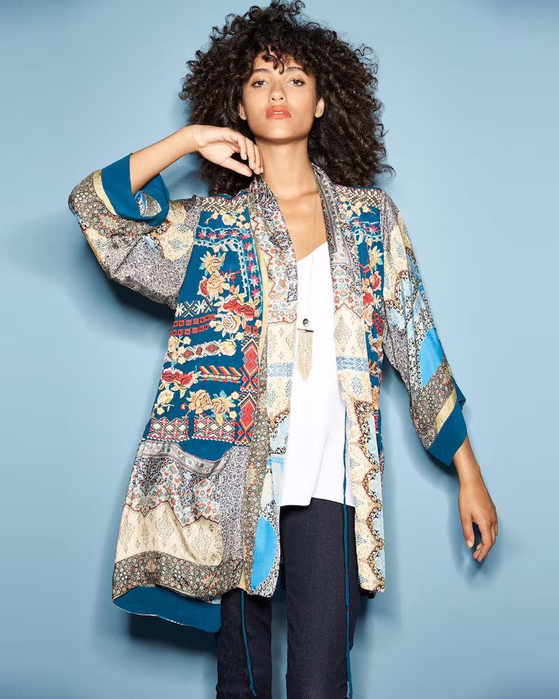 Johnny Was Koben Printed Silk Kimono