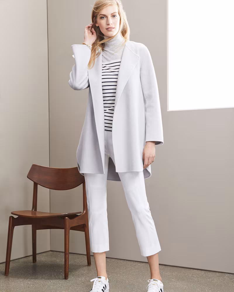Neiman Marcus Cashmere Collection Double-Faced Curved Cashmere Coat