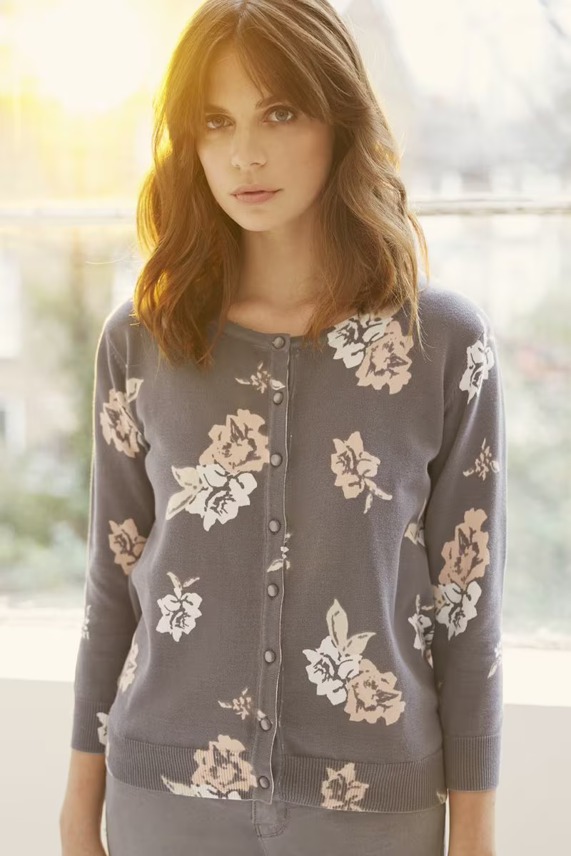 Nougat London Charcoal Viola Printed Cardigan
