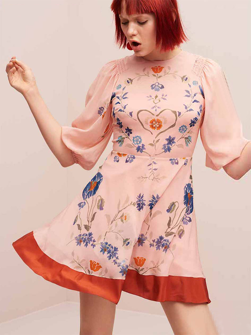 Red Valentino Floral Printed Silk Dress