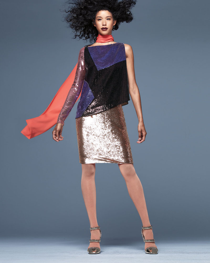 TOM FORD Sequined Colorblock One-Sleeve Dress