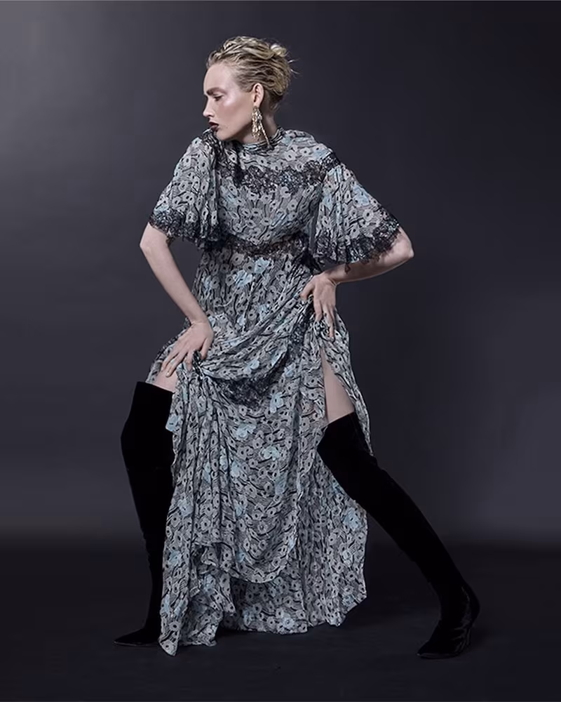 Valentino Flower and Wave-Print Silk Dress