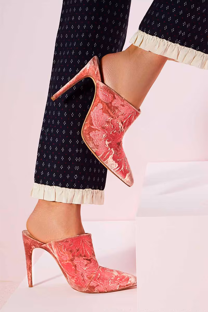 Alexandre Birman Regina Brocade Velvet 100mm Mule