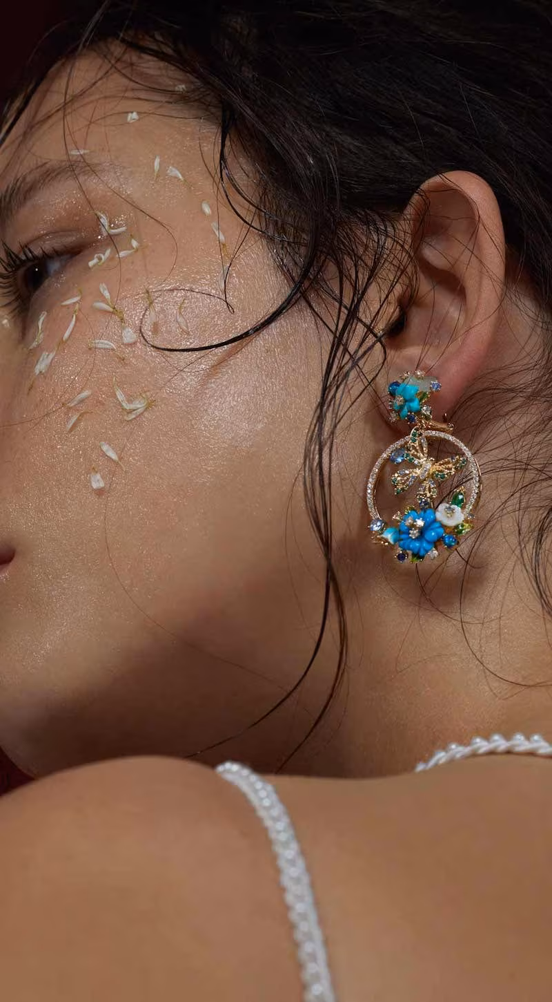 Anabela Chan Turquoise Butterfly Wreath Earrings