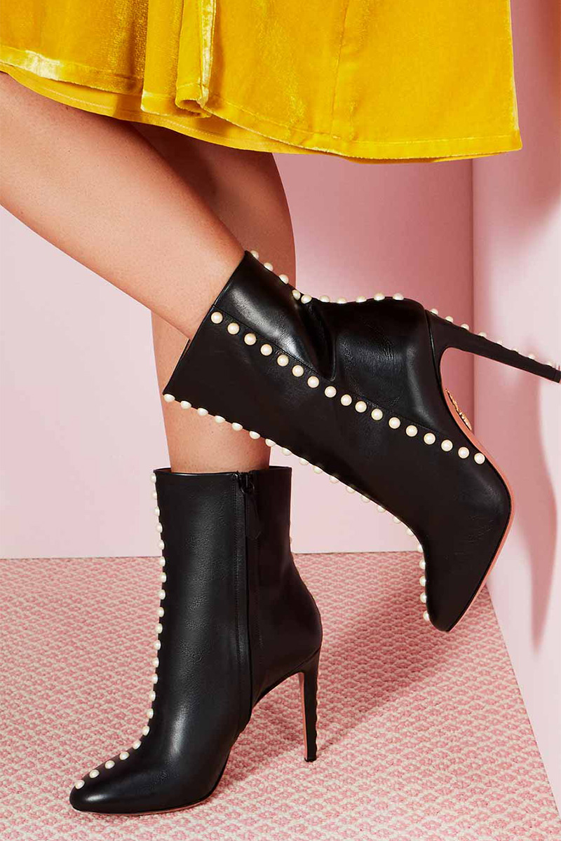 Aquazzura Folly Pearly Leather Bootie