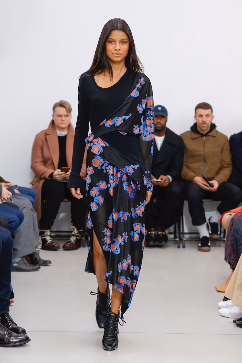 Atlein Jersey Jacquard Draped Maxi Dress