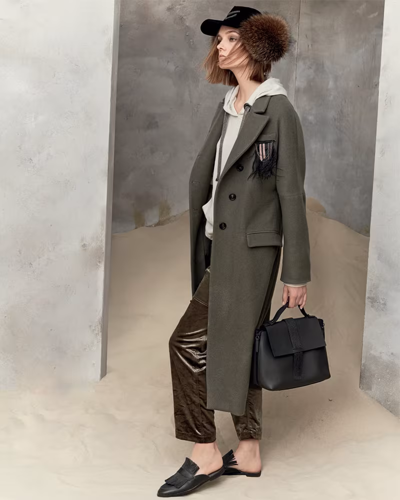 Brunello Cucinelli Cashmere Asymmetric-Button Military Coat