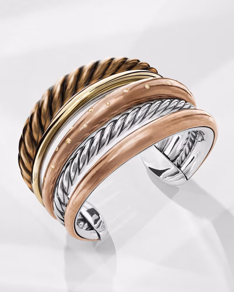 David Yurman Pure Form Five-Row Bracelet with Cognac Diamonds