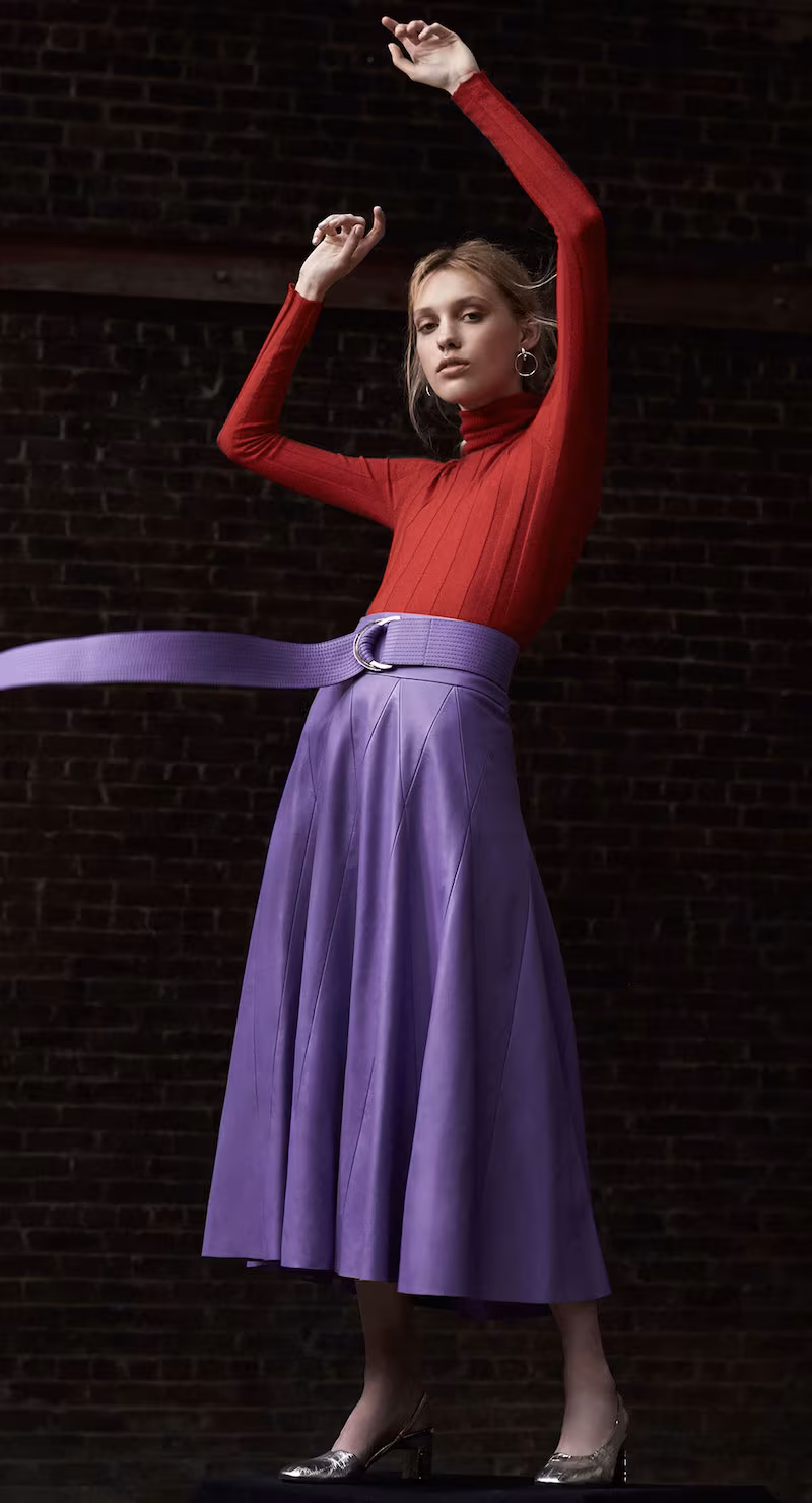Derek Lam Belted Leather Skirt