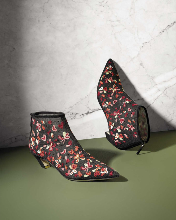 Dior Dioreve Hearts & Flowers Embroidered Booties